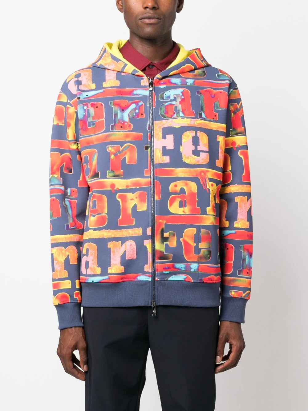 Logo-Painterly Zip-Up Hoodie