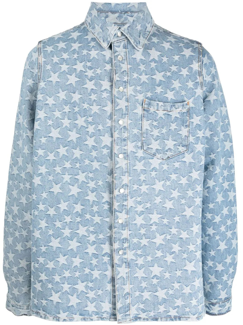 Star-Pattern Cotton Denim Shirt