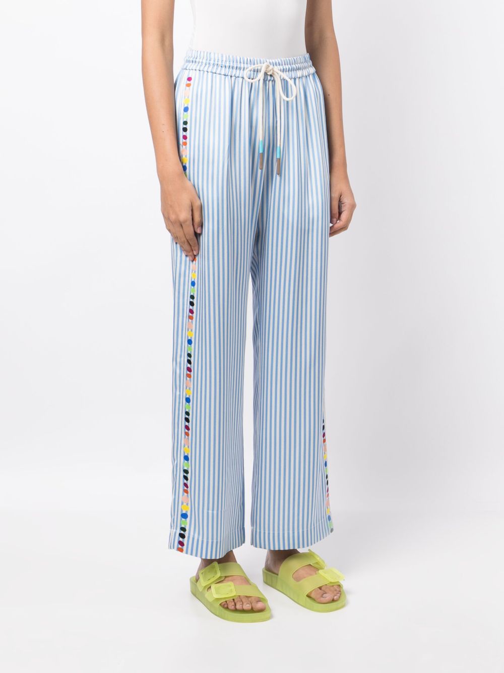 Dot-Embroidered Striped Pyjama Bottoms