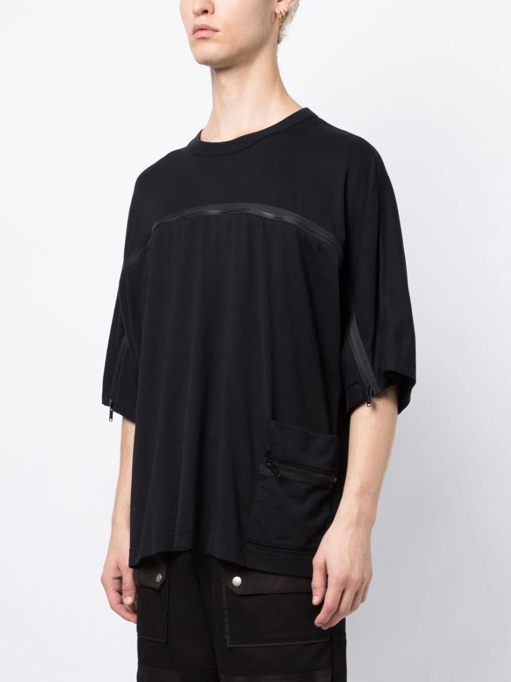 Zip-Detail Cotton T-Shirt