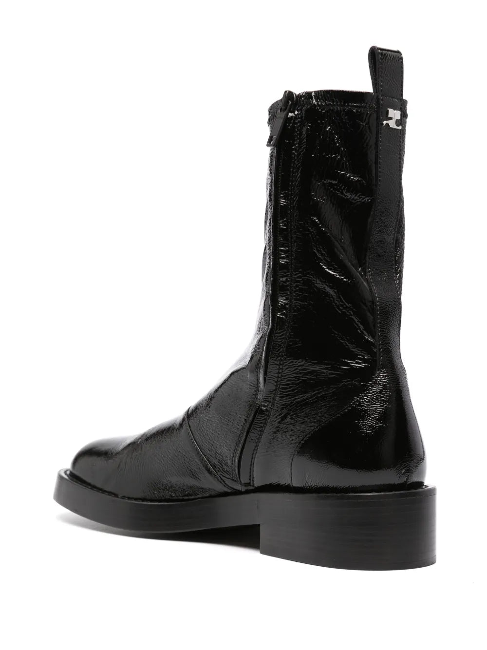 Logo-Patch Cracked-Effect Boots