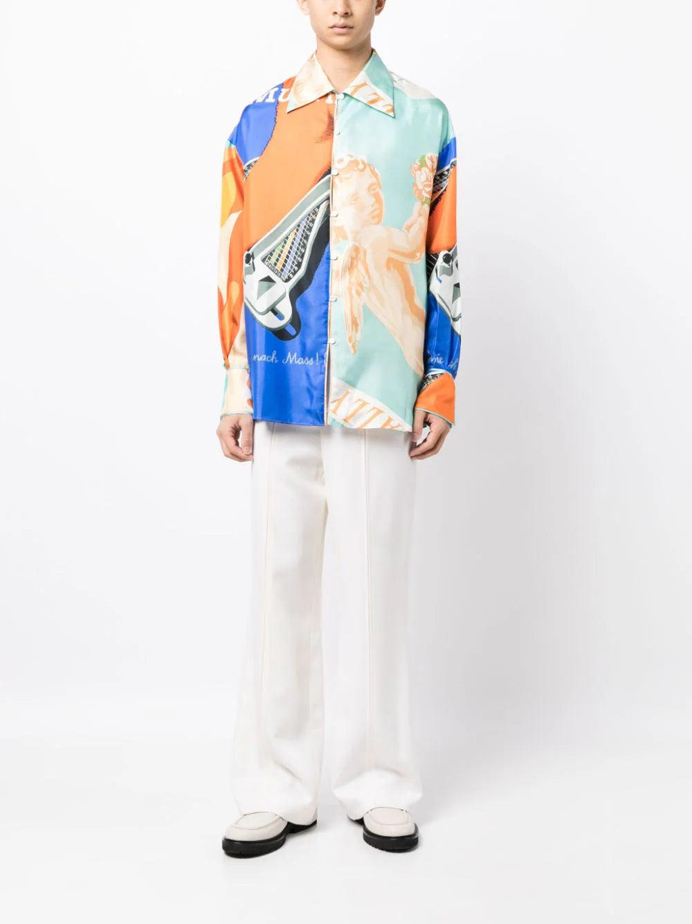 Abstract-Print Panelled Shirt