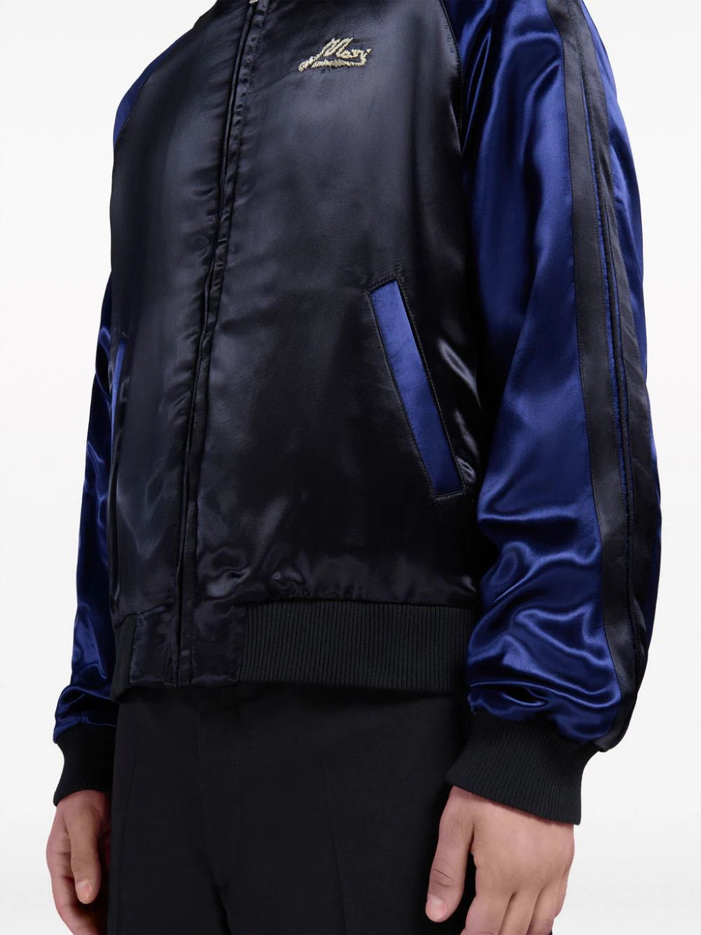 Logo-Embroidered Satin Bomber Jacket