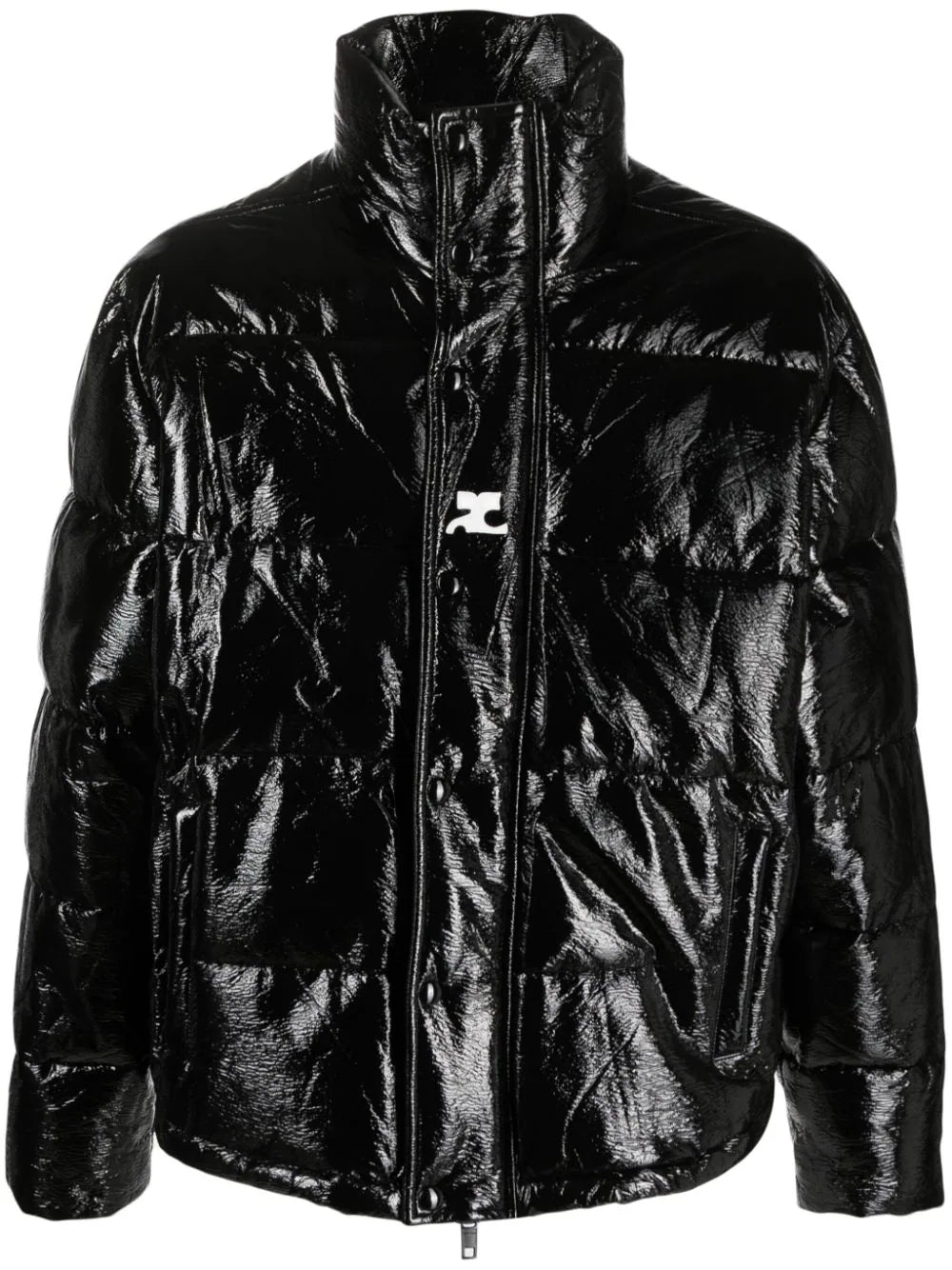 Logo-Patch Vynil Puffer Jacket