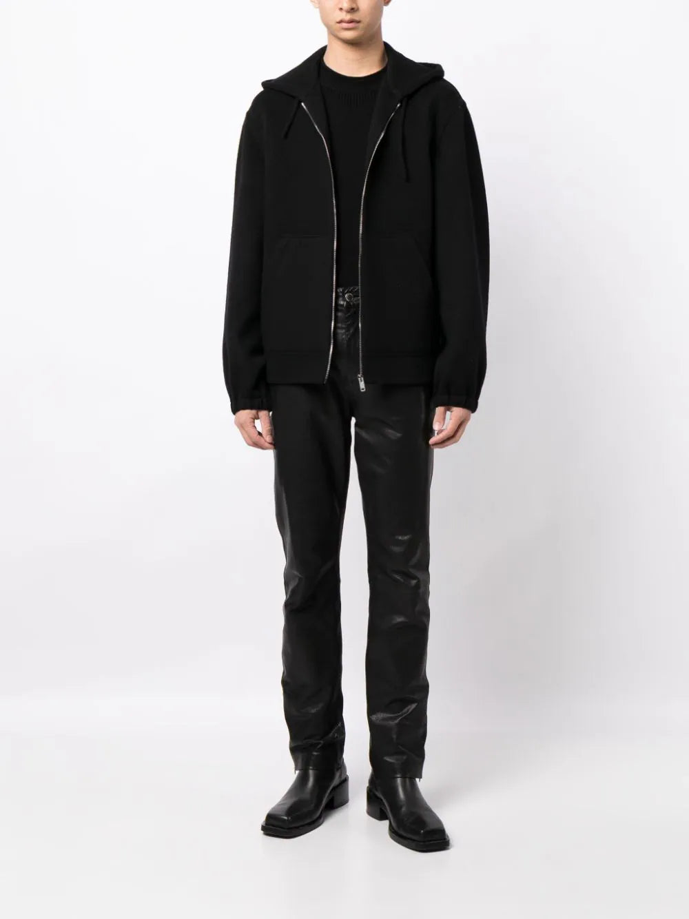 Zip-Front Wool-Blend Hoodie
