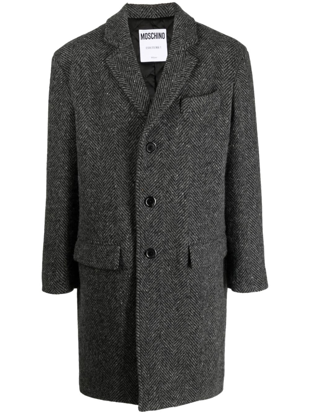 Slogan Print Wool Peacoat