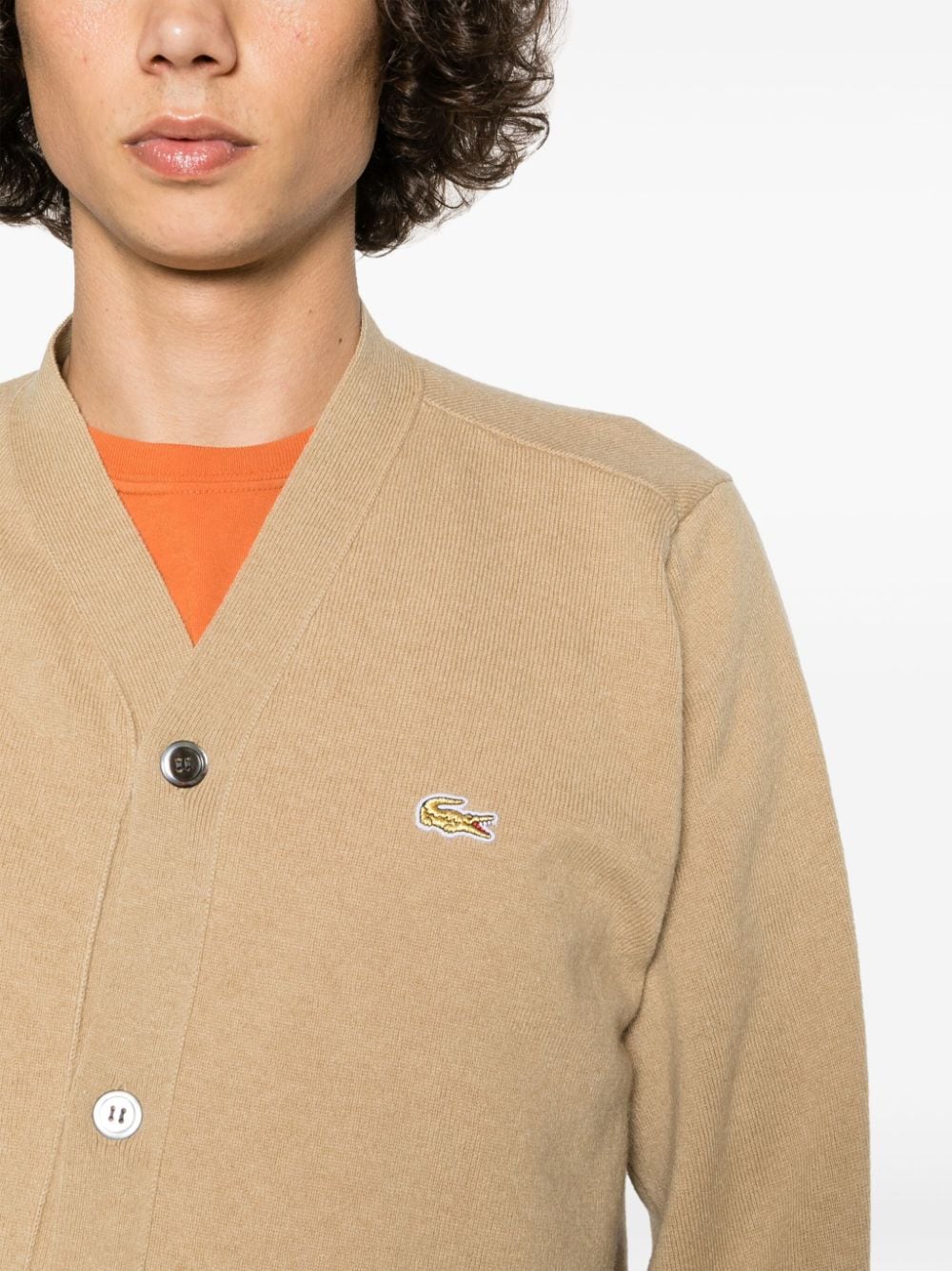 X Lacoste Asymmetric Wool Cardigan