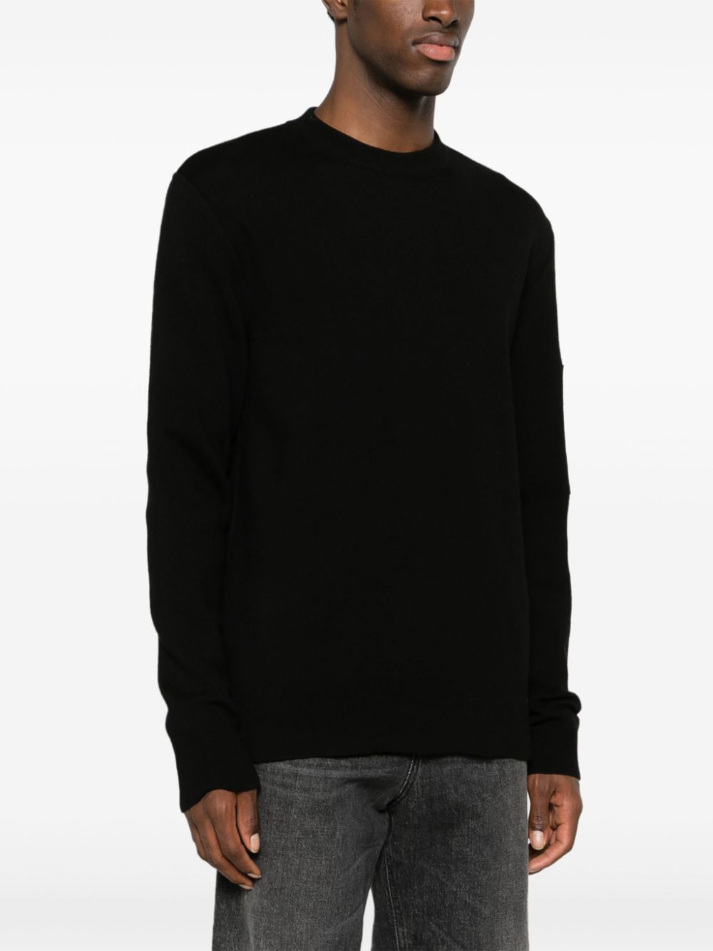 Pocket-Appliqué Wool Jumper