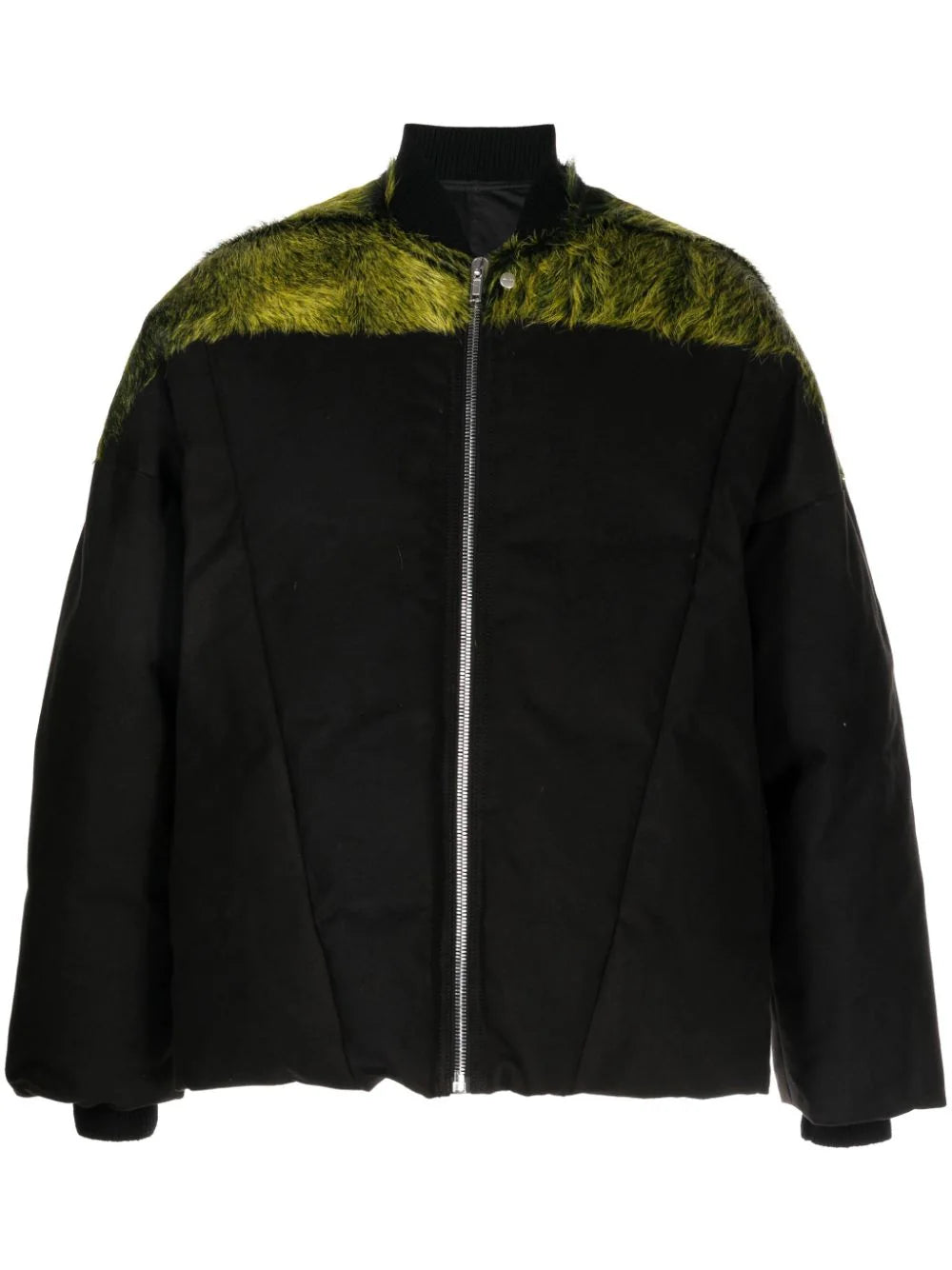 Brushed-Effect Panelled Padded Jacket