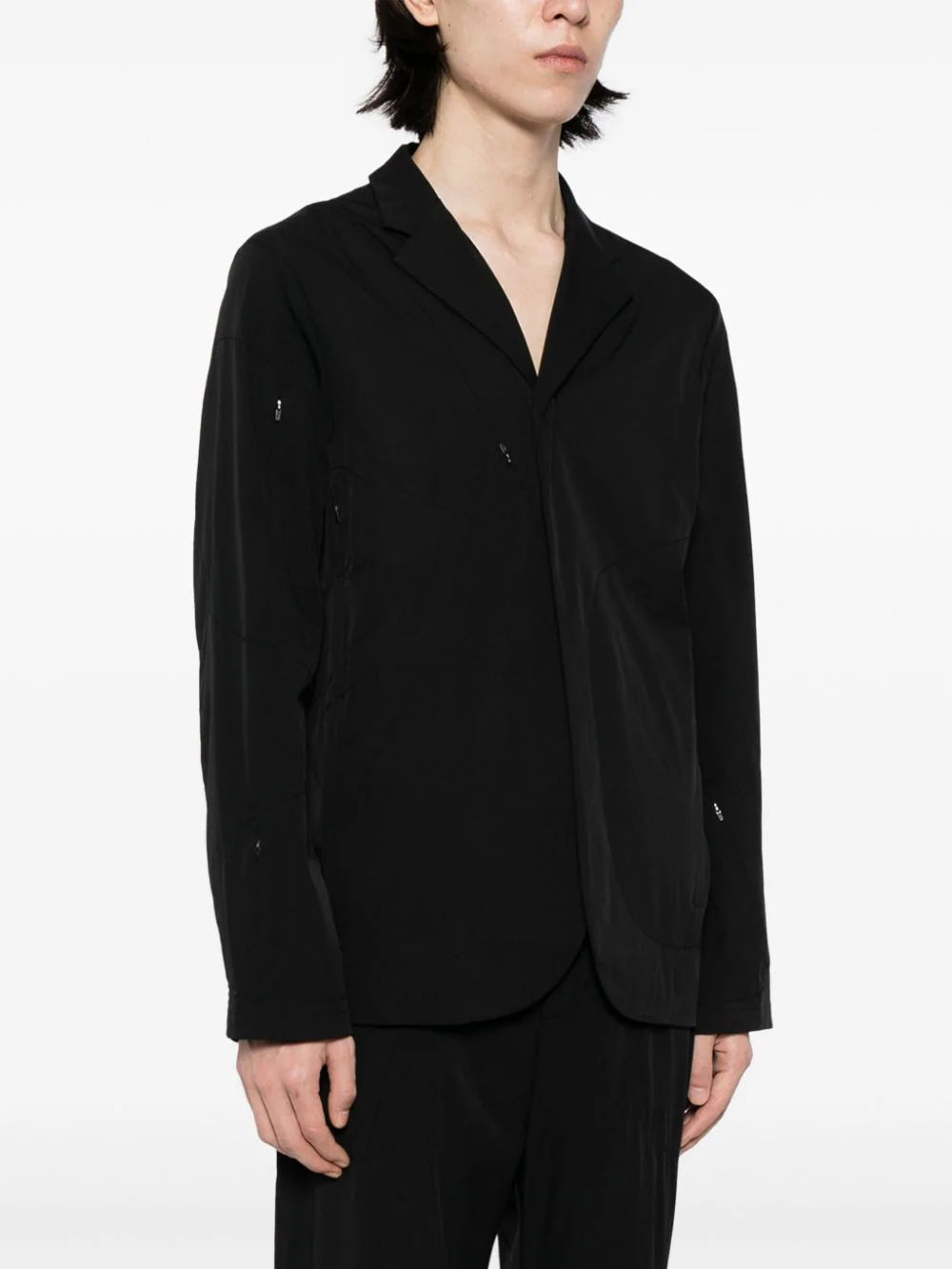 Zip-Detail Notched-Collar Shirt Jacket