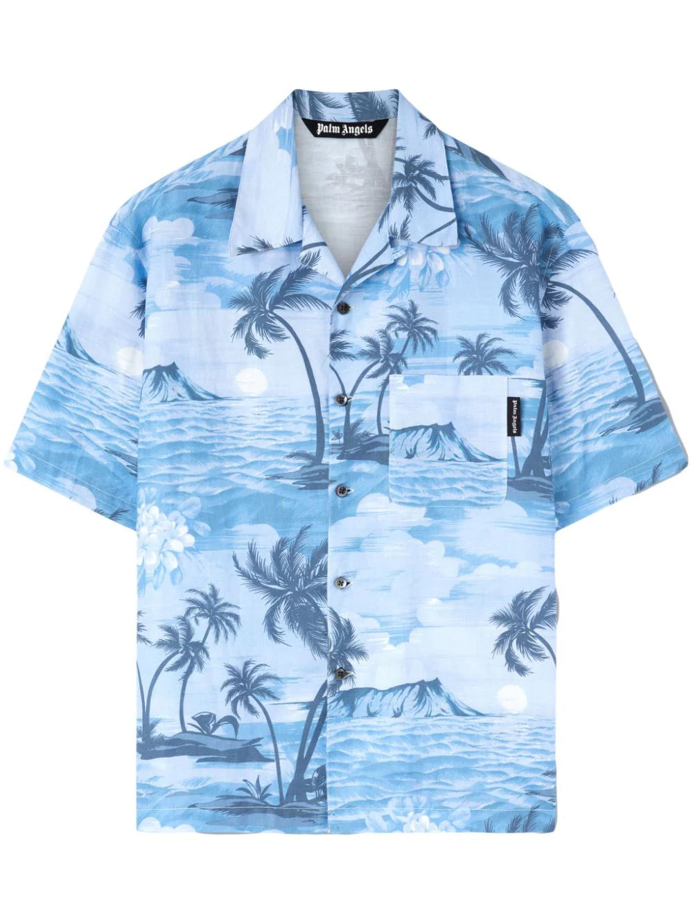 Sunset-Print Linen-Blend Shirt