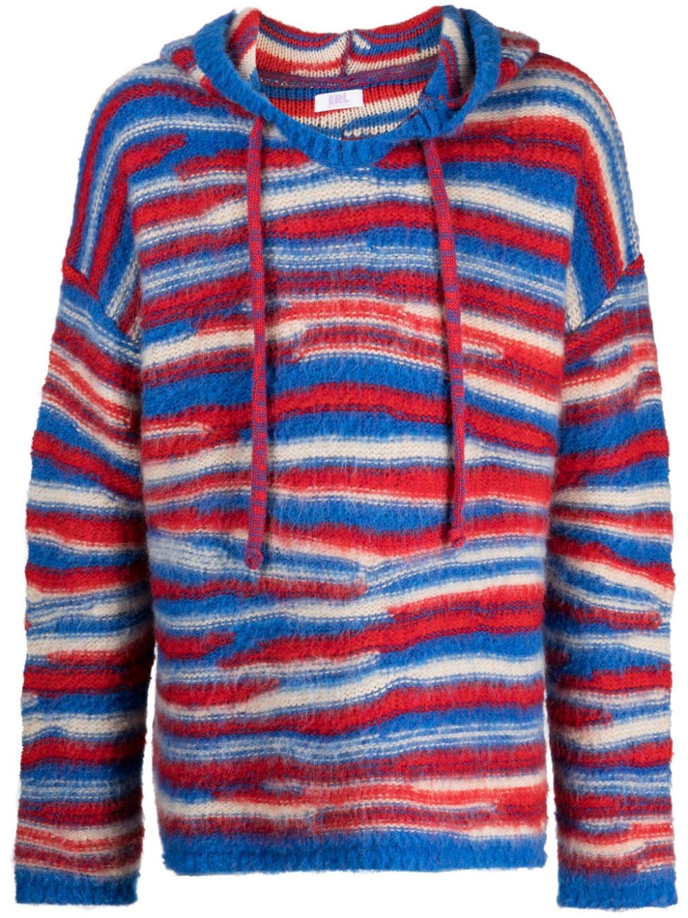 Striped Intarsia-Knit Hoodie