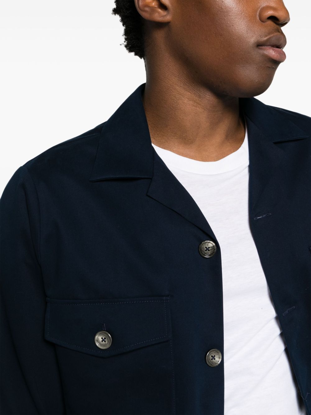 Gabardine-Weave Cotton Longsleeved Shirt