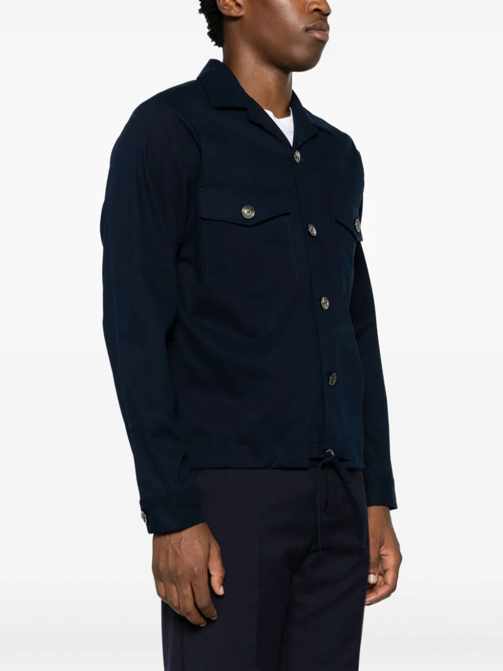 Gabardine-Weave Cotton Longsleeved Shirt