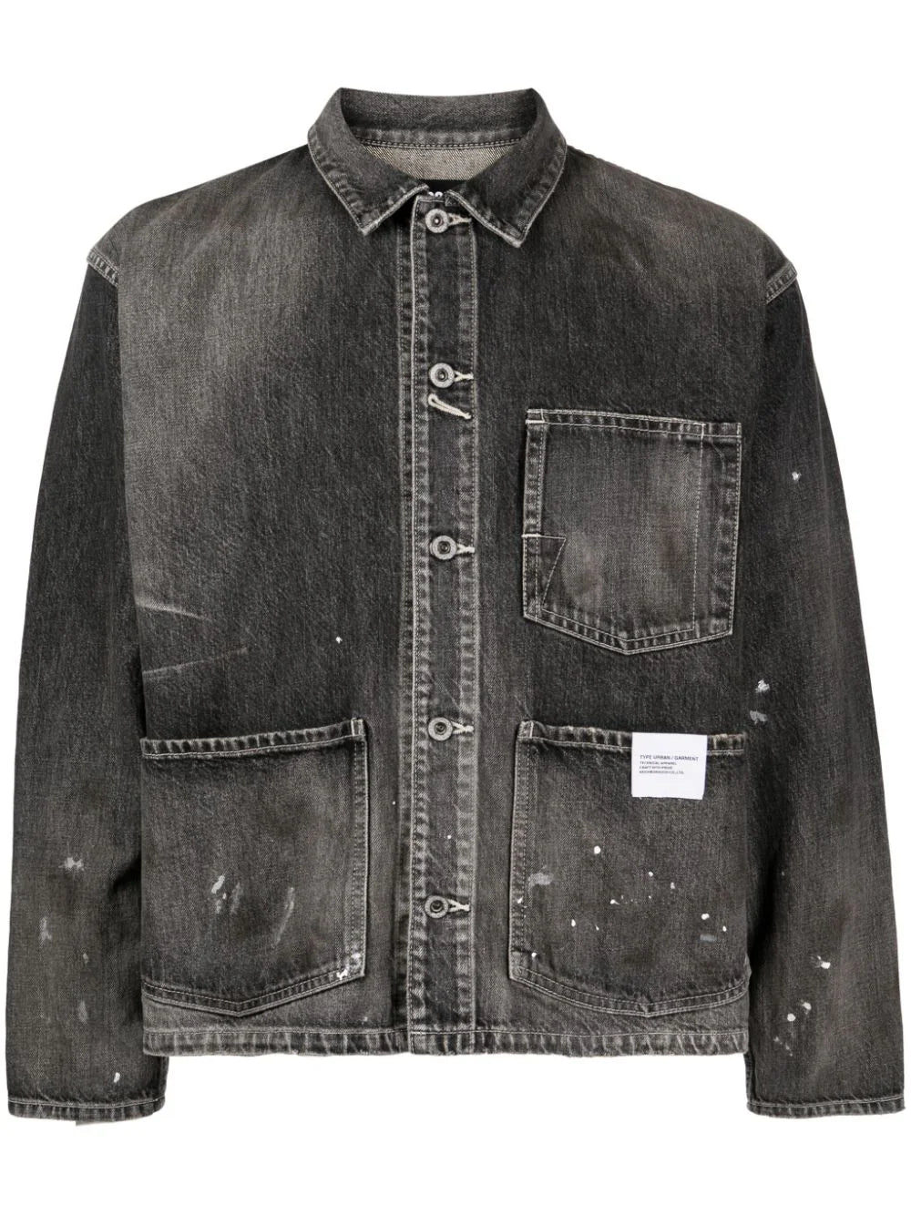 Paint-Splatter Utility Denim Jacket