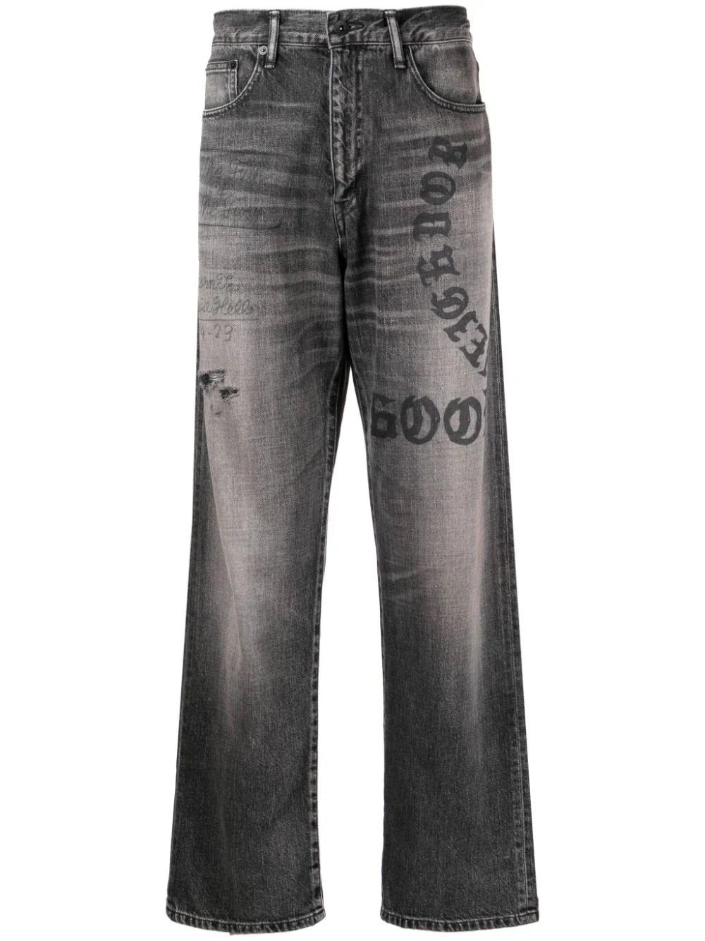 Graphic-Print Straight-Leg Jeans