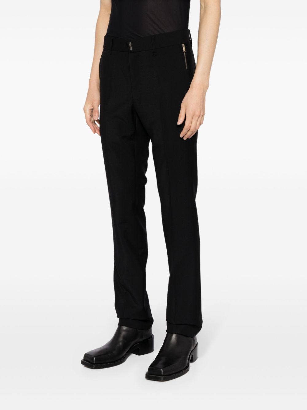 Pleat-Detail Straight-Leg Trousers