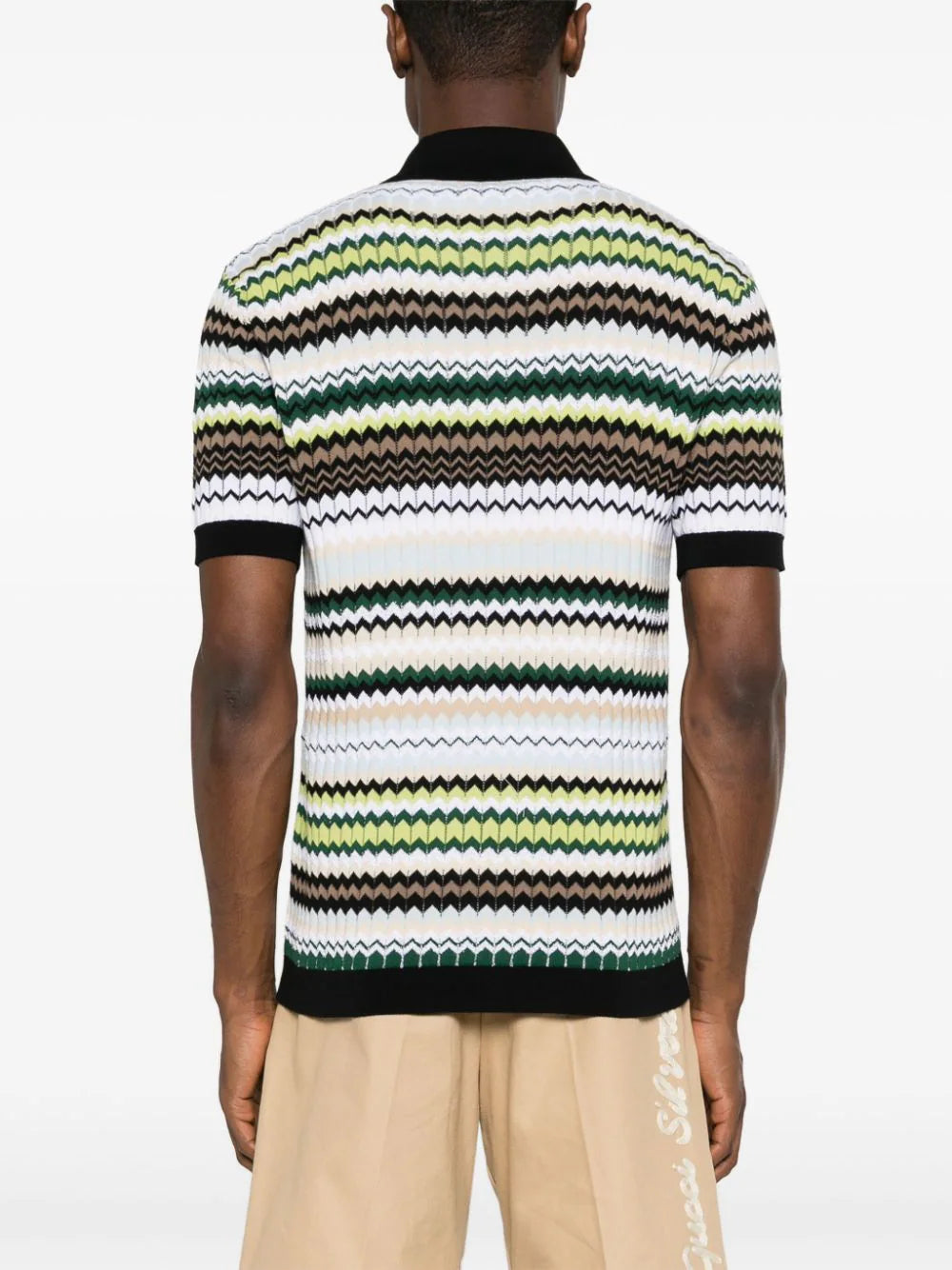 Zigzag Woven Design Polo Shirt