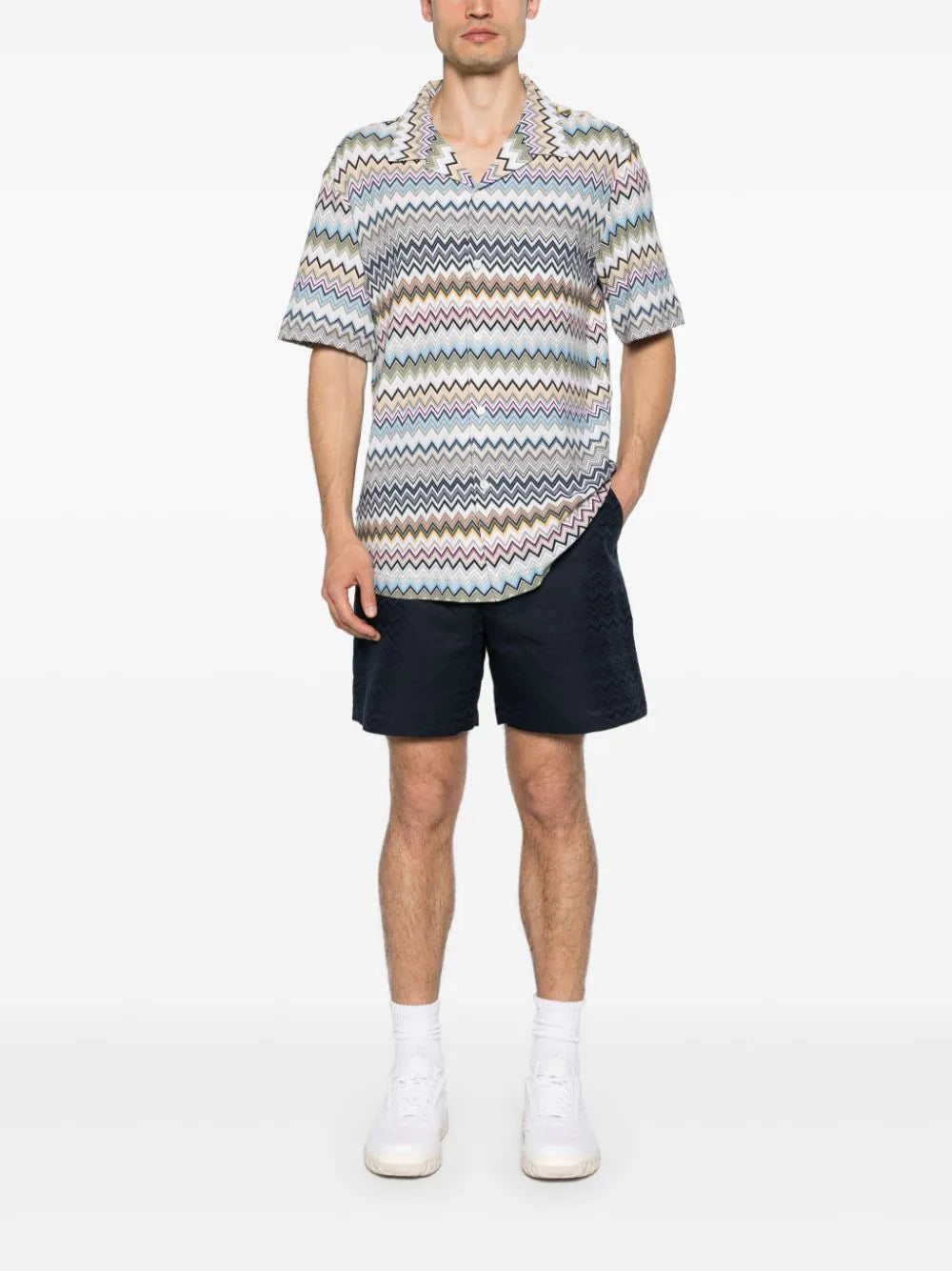 Chevron-Knit Cotton Shirt