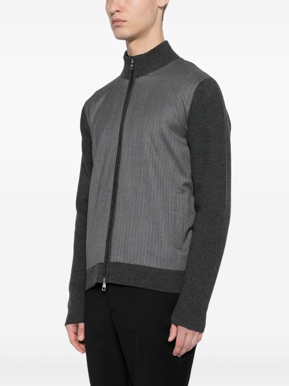 Panelled Zip-Up Cardigan