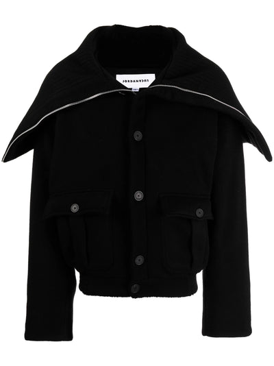 Long-Collar Buttoned Jacket