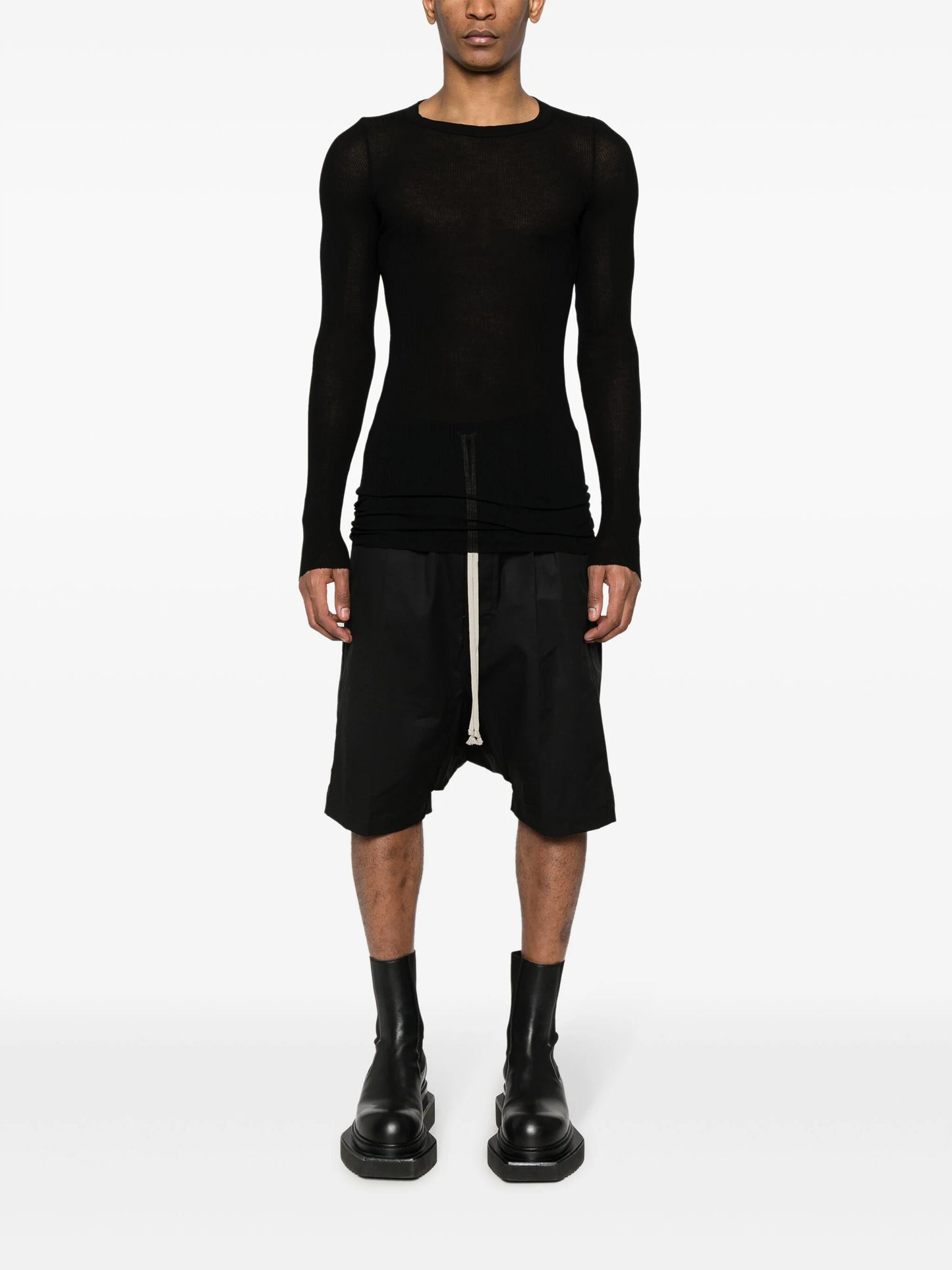 Poplin Drop-Crotch Shorts