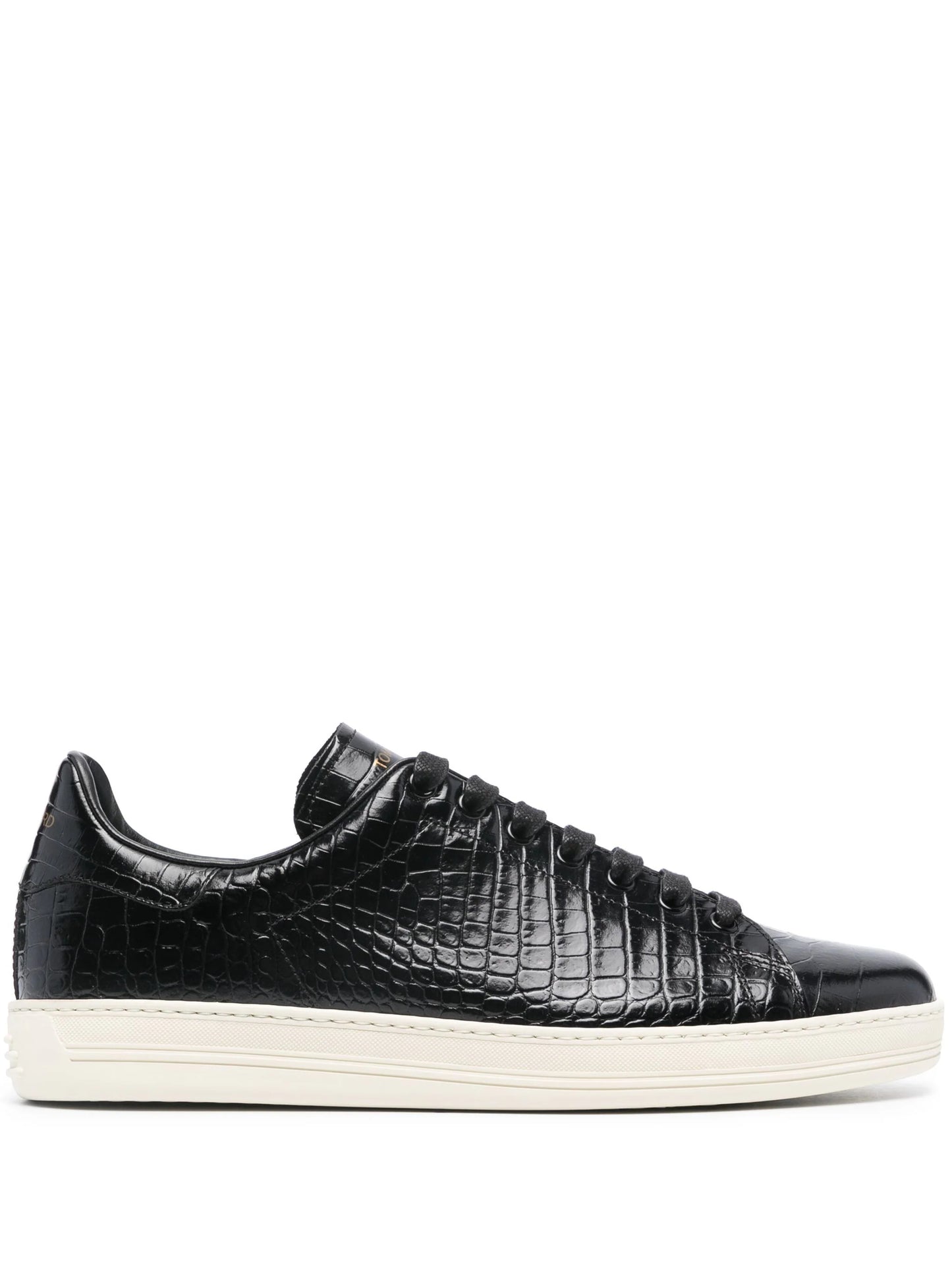 Crocodile-Embossed Leather Sneakers