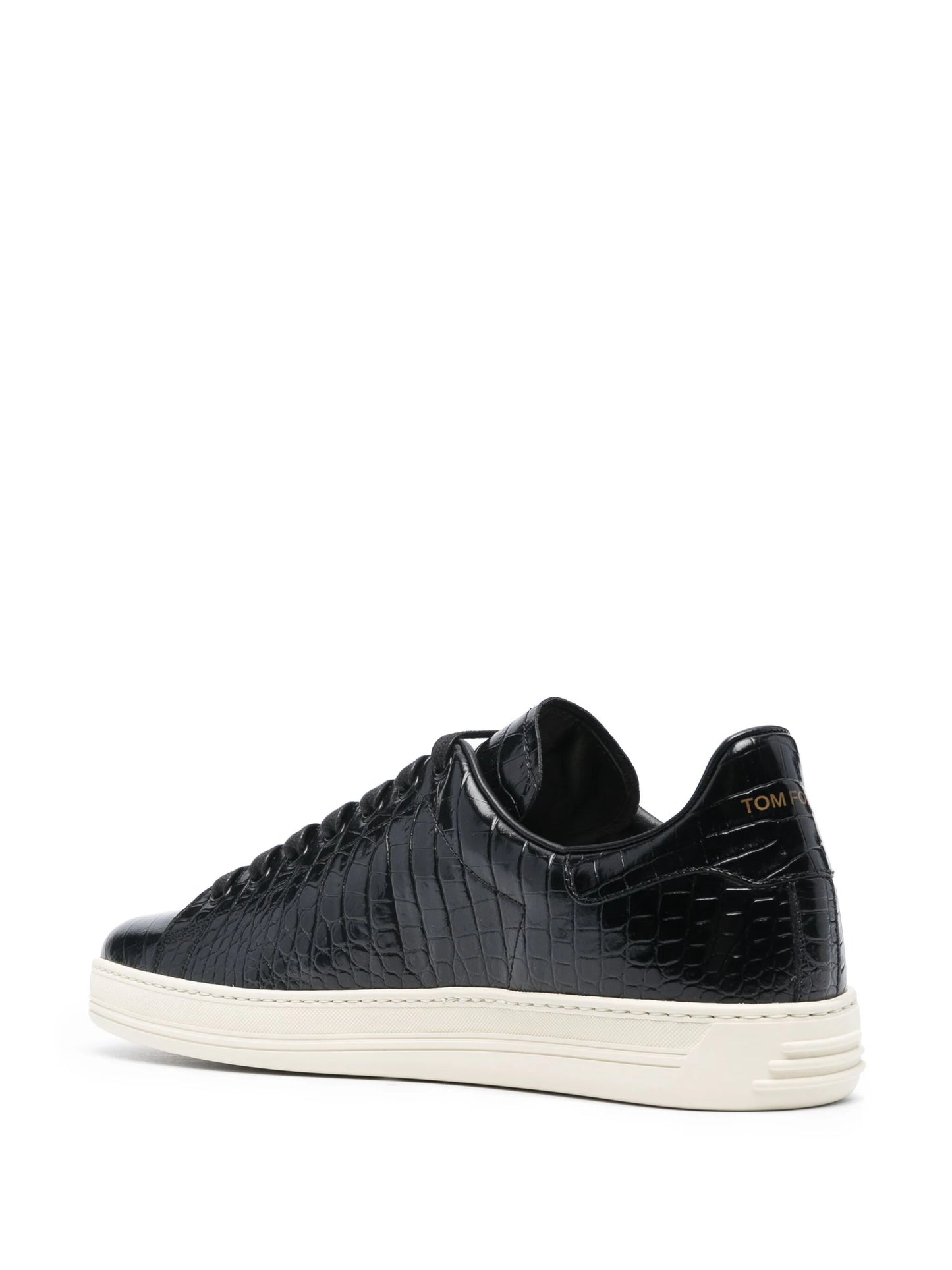 Crocodile-Embossed Leather Sneakers