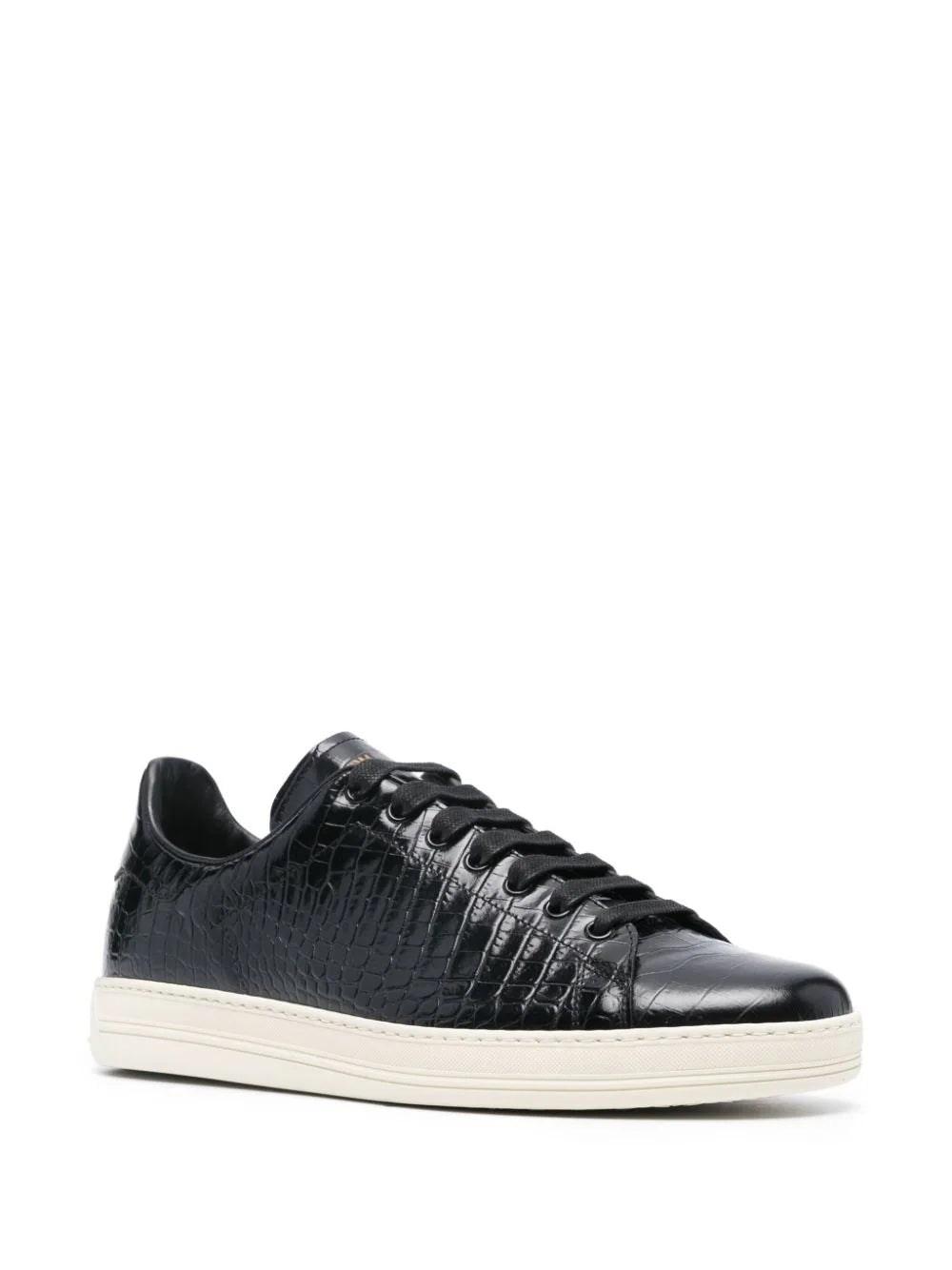 Crocodile-Embossed Leather Sneakers