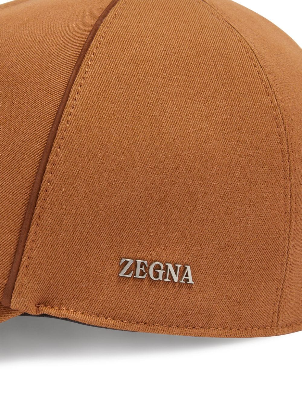 Zegna Cotton Wool Mix Side Logo Cap Brown