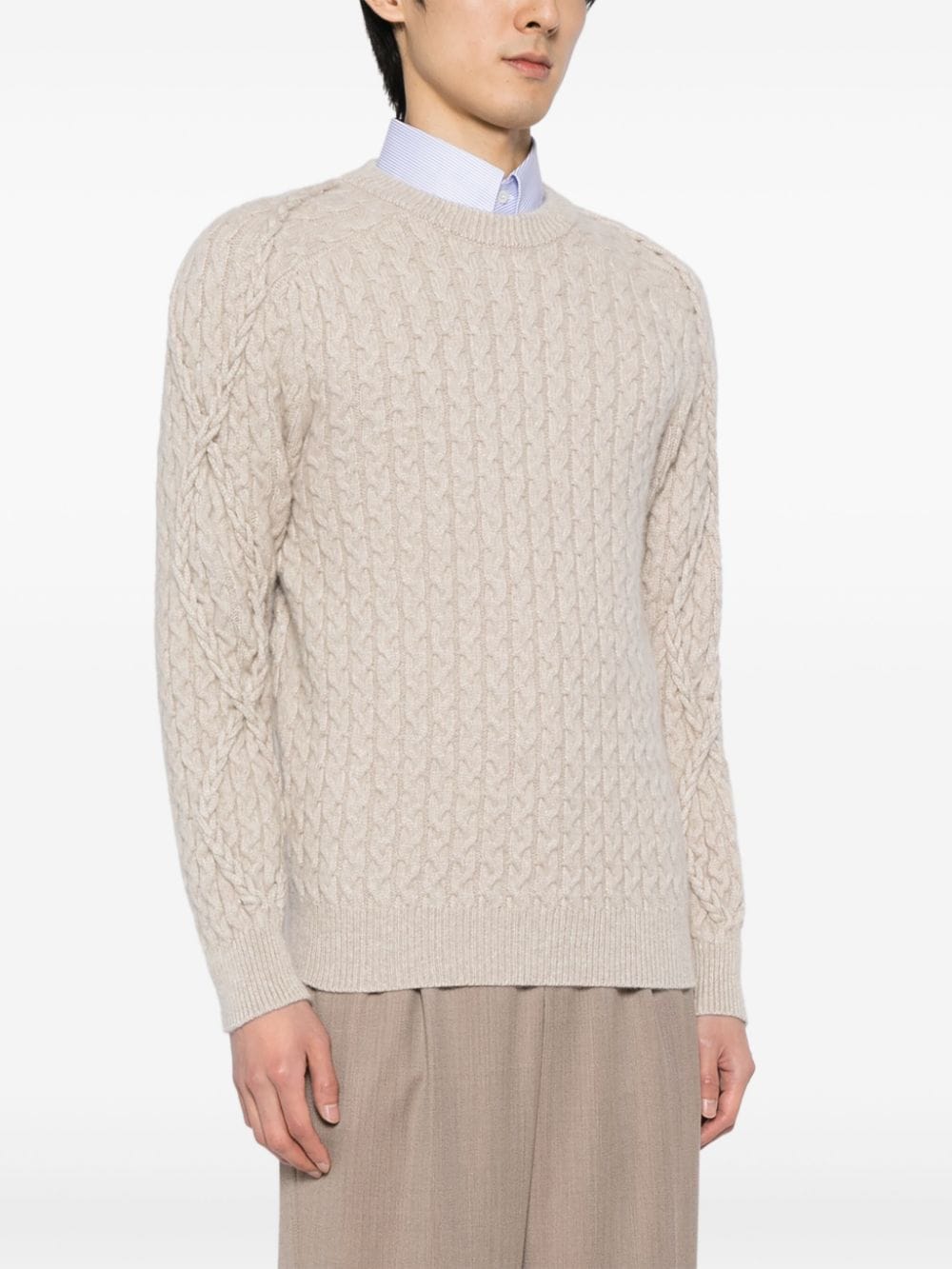 Crew-Neck Cable-Knit Jumper