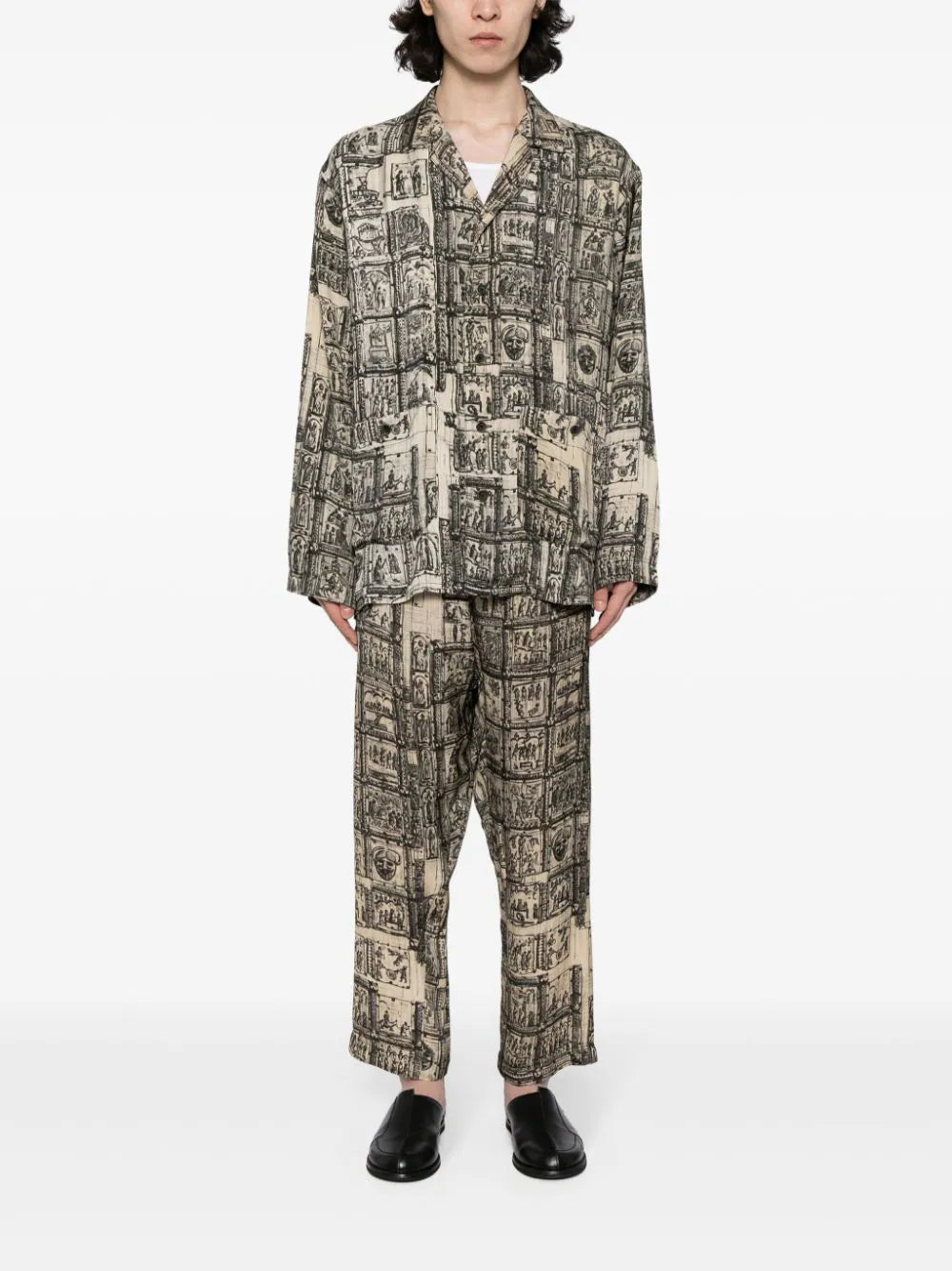 Graphic-Print Straight-Leg Trousers