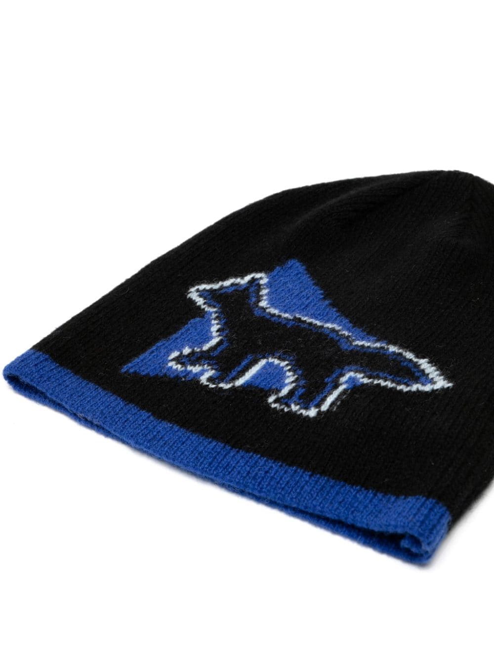 X Maison Kitsuné Logo-Intarsia Beanie