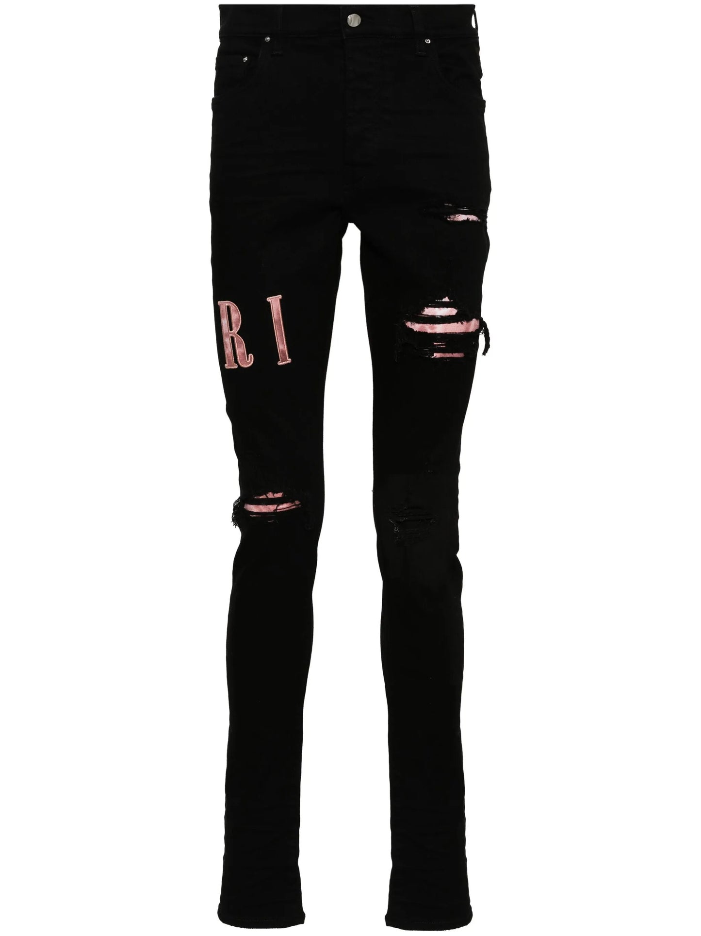 Waxed Logo-Appliqué Skinny Jeans