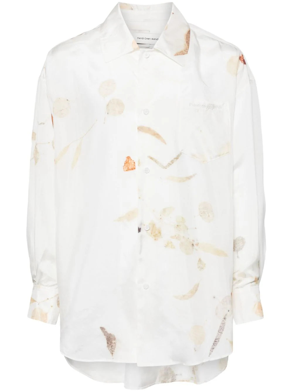 Leaf-Print Silk Shirt