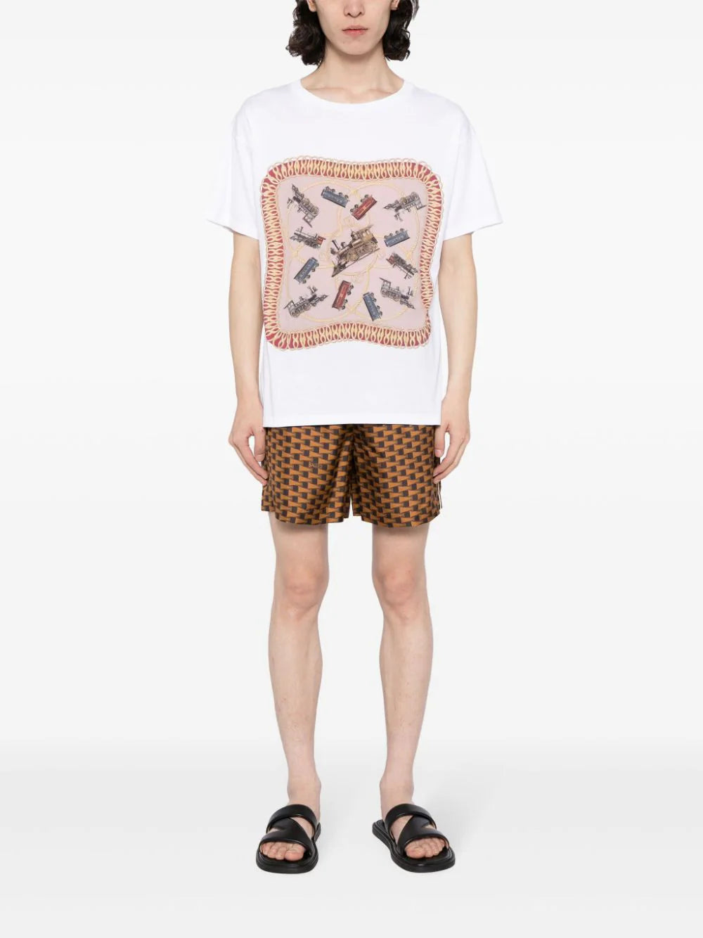 Pennant-Print Silk Shorts