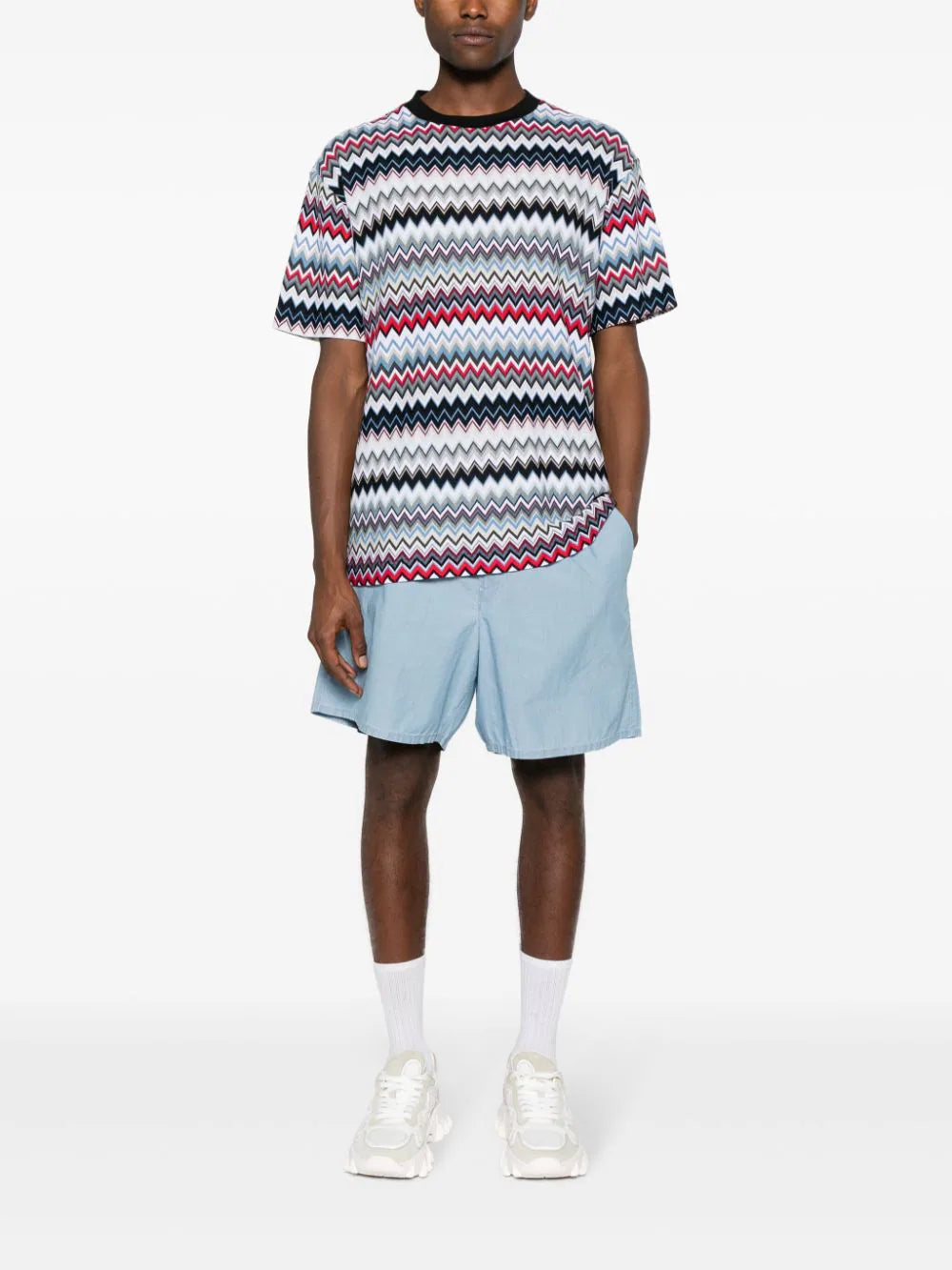 Zigzag-Woven Cotton T-Shirt