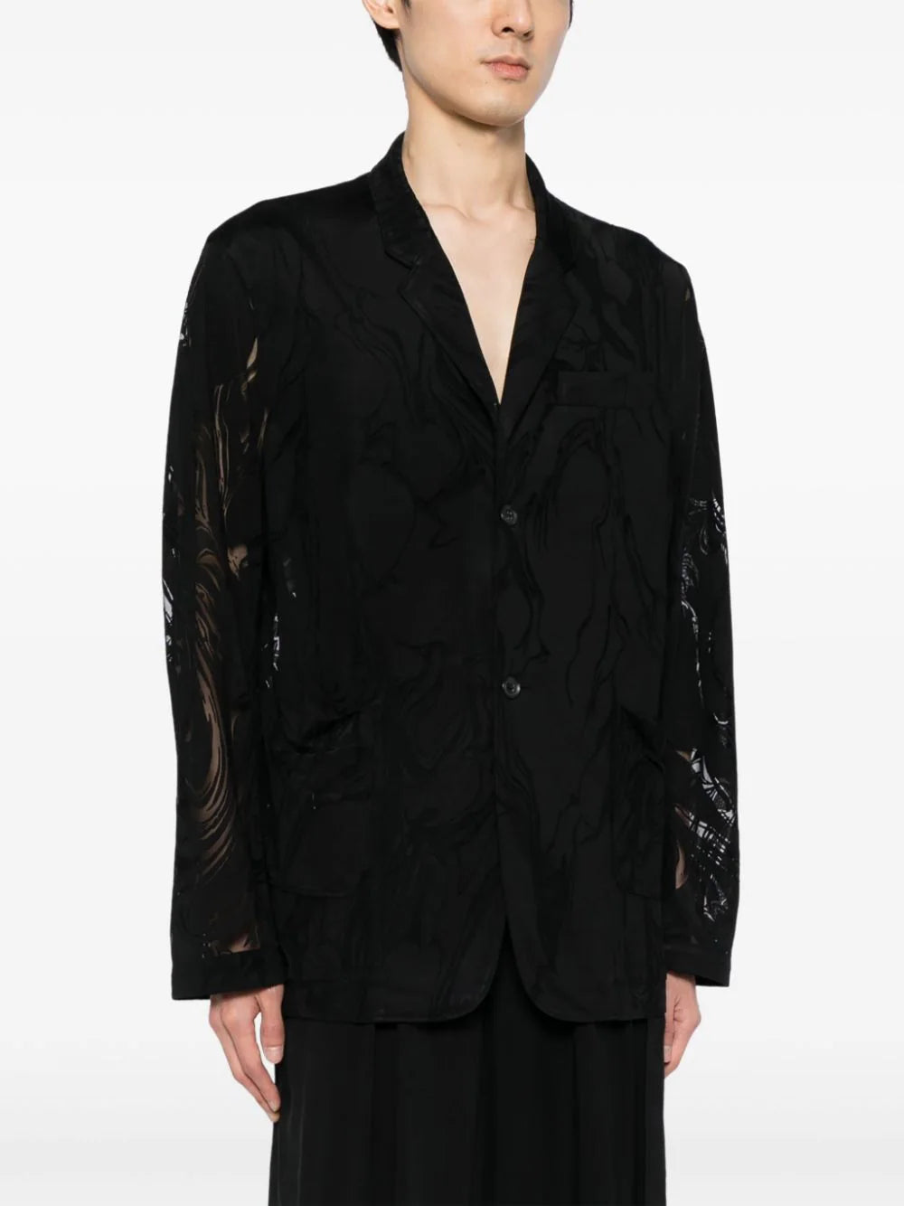 Marble-Devoré Single-Breasted Blazer