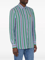 Teddy Bear-Appliqué Striped Shirt