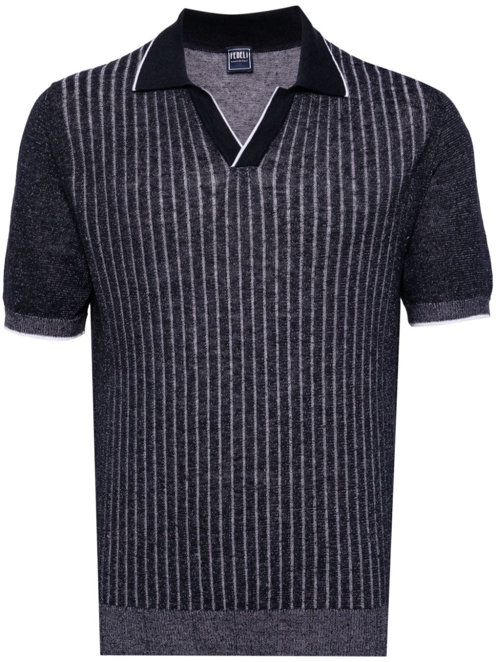 Spread-Collar Ribbed Polo Shirt