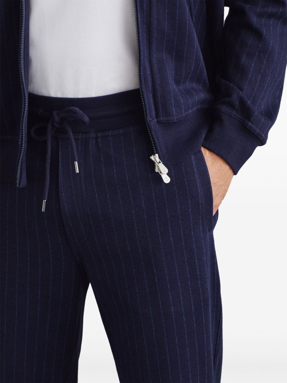 Pinstriped Mid-Rise Track Trousers