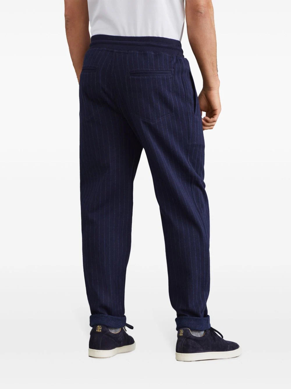 Pinstriped Mid-Rise Track Trousers