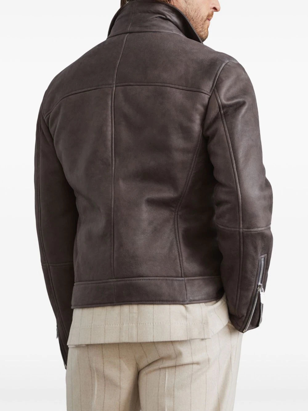 Shearling-Lined Leather Jacket