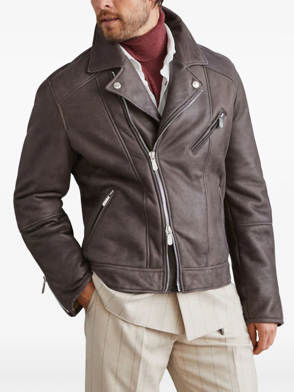 Shearling-Lined Leather Jacket