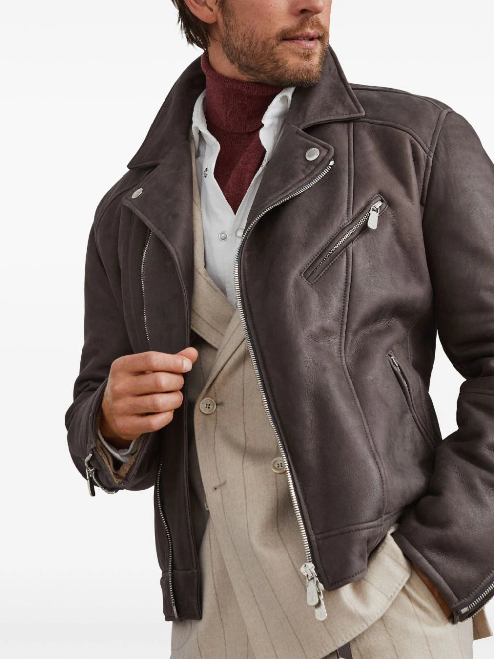 Shearling-Lined Leather Jacket