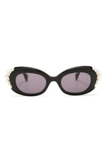 Pearl-Detailing Oval-Frame Sunglasses