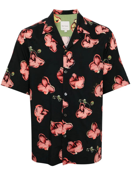 Orchid-Print Short-Sleeves Shirt