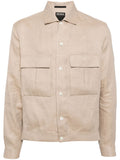 Spread-Collar Linen Jacket