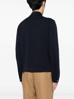 Spread-Collar Knitted Cardigan
