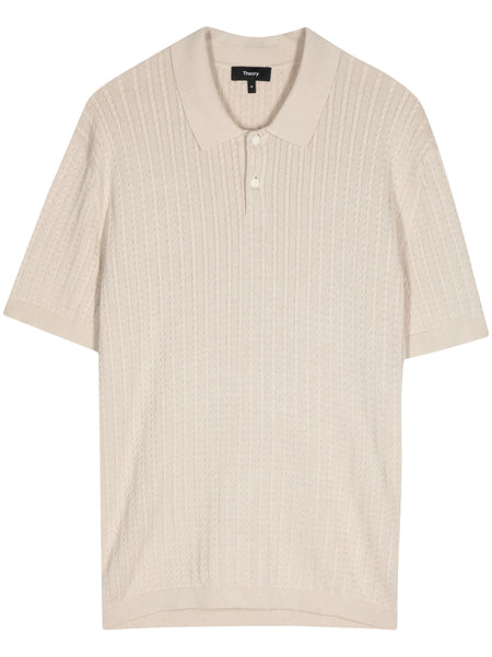 Short-Sleeve Cable-Knit Polo Shirt